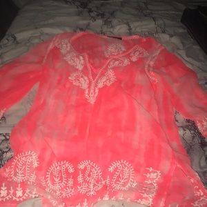 Hot pink bathing suit cover-up